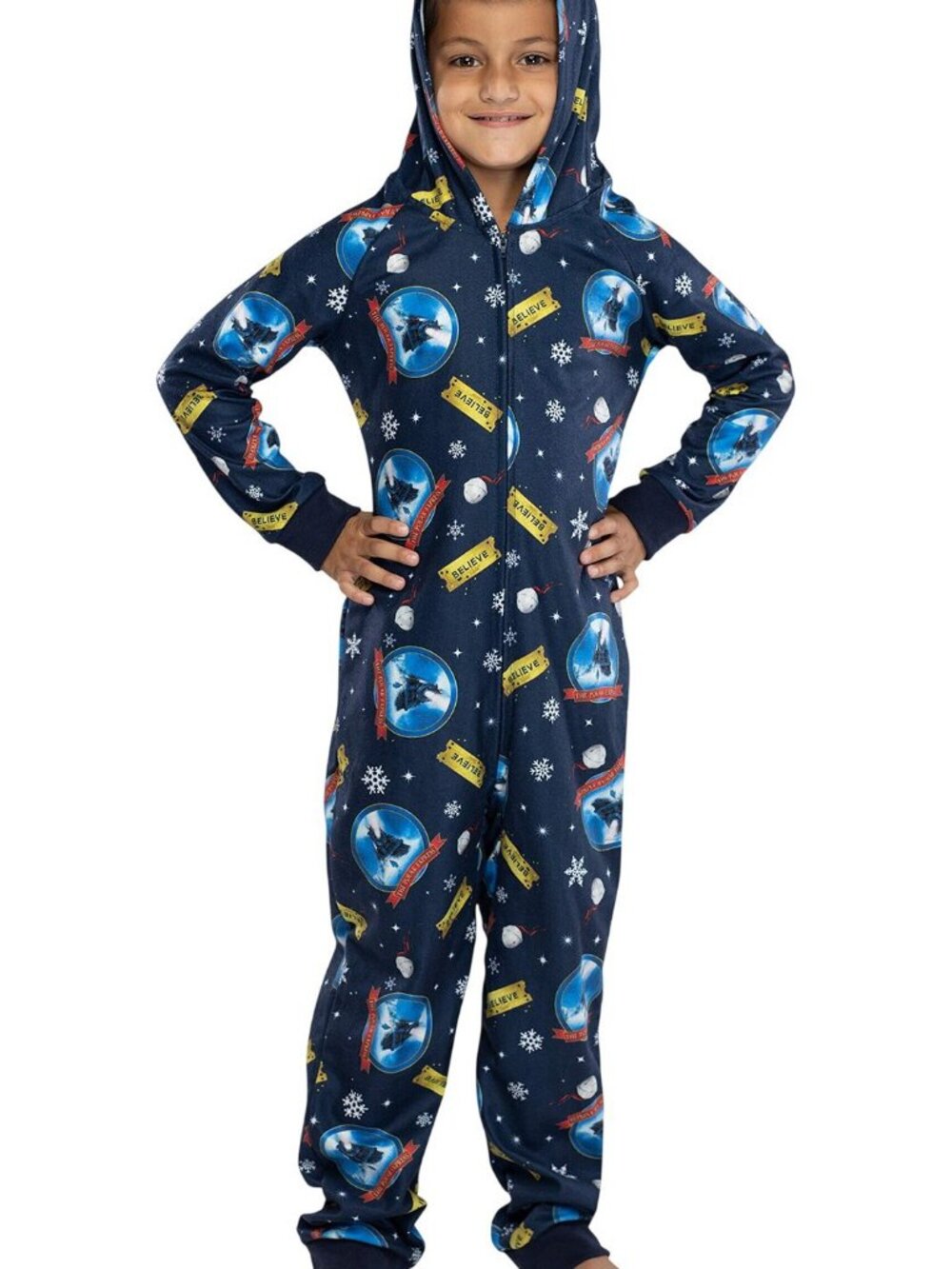 NWT Intimo Polar Express Hooded Footless One-Piece Union Suit Blue Multi XXS/XS